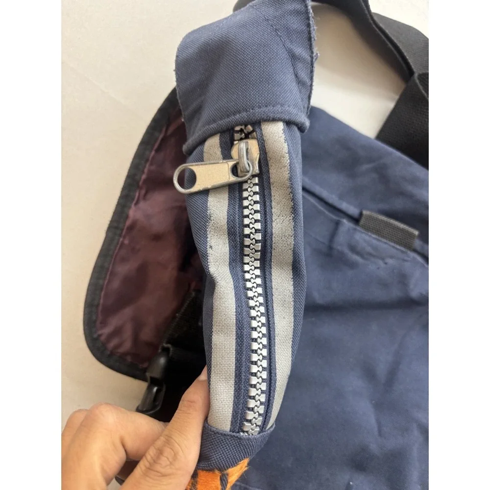 Adidas Navy Blue Messenger Bag Crossbody Waist Pack Sporty Y2K Navy Orange